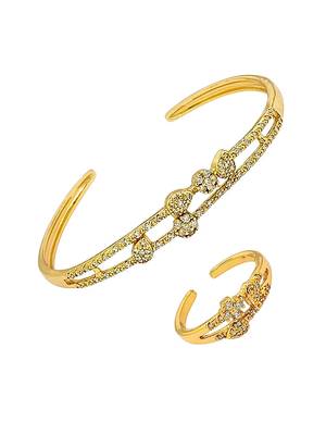 Gold plated cubic zircon studded stylish cuff bracelet 2