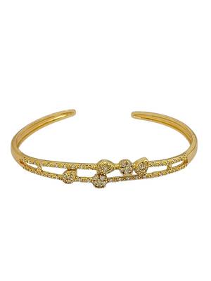 Gold plated cubic zircon studded stylish cuff bracelet 3