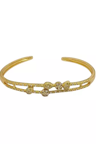 Gold plated cubic zircon studded stylish cuff bracelet