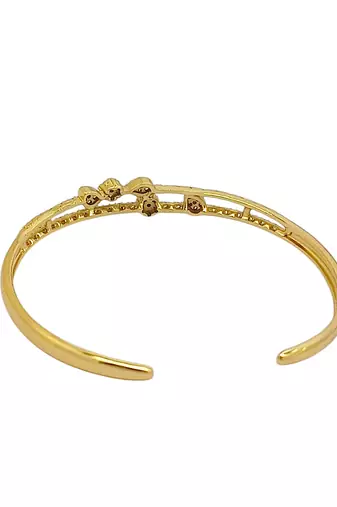 Gold plated cubic zircon studded stylish cuff bracelet