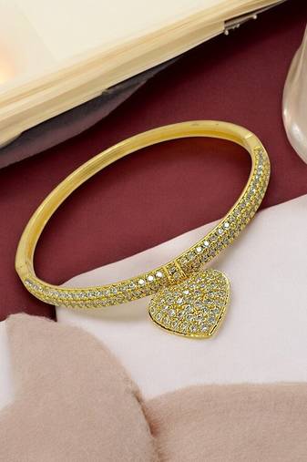 Gold plated cubic zircon heart design bracelet