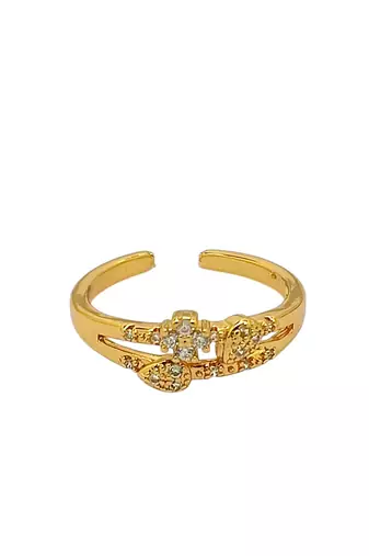 Gold plated cubic zircon studded stylish cuff bracelet