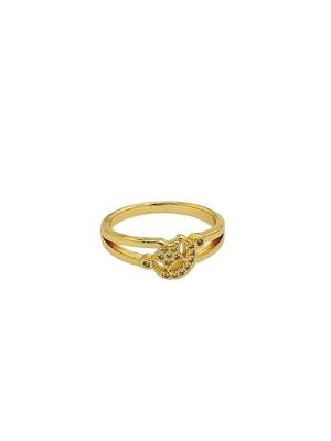 Gold plated cubic zircon studded star & moon design bracelet with ring 5