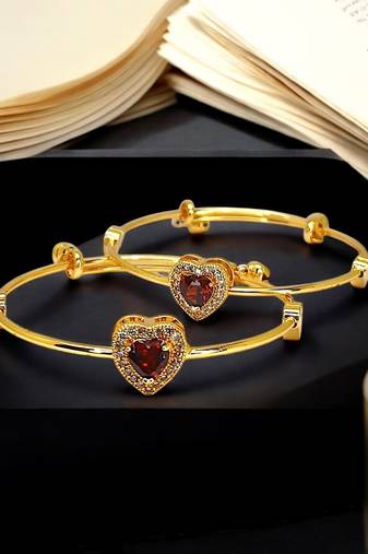 Gold plated multi designs banglestyle kada bracelet