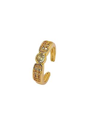 Gold plated zirconia studded cuff bracelet with ring 4