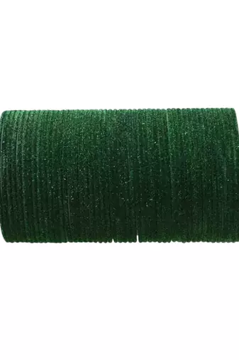 Metal 36pc glossy dark green velvet bangle set