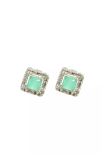 Silver plated american diamond studded drop earrings