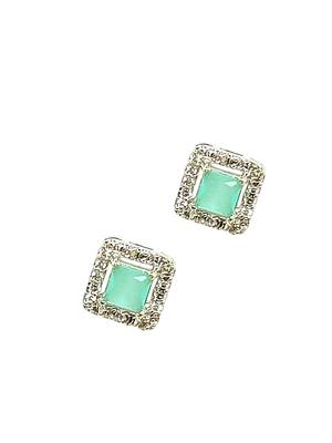 Silver plated american diamond studded drop earrings 4