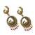 Gold oxidised peacock design chandbali earrings