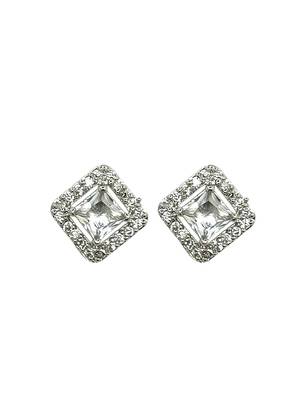 Silver plated american diamond studded drop earrings 2