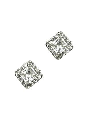 Silver plated american diamond studded drop earrings 4