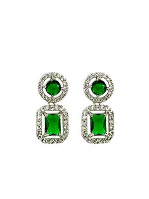 Silver plated american diamond studded drop gree earrings 2