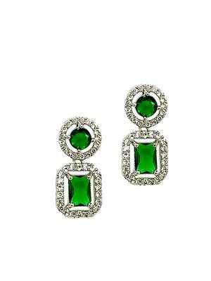 Silver plated american diamond studded drop gree earrings 3