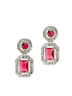 Silver plated american diamond studded drop earrings 3