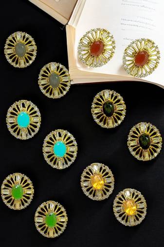 Set of 6 gold plated stone studded earrings|studs earrings for women|combo