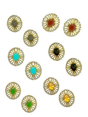Set of 6 gold plated stone studded earrings|studs earrings for women|combo 2