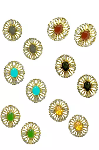 Set of 6 gold plated stone studded earrings|studs earrings for women|combo