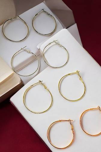 Big hoop earrings combo set of 4 multicolor earrings