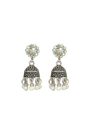 Silver plated cubic zircon studded jhumki 2