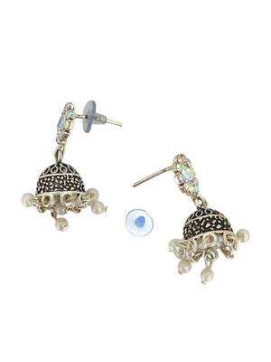 Silver plated cubic zircon studded jhumki 4