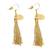 Golden cascade: gold-plated tassel and pearl fusion stud and hoop earring ensemble