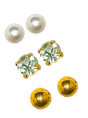 Golden cascade: gold-plated tassel and pearl fusion stud and hoop earring ensemble 5