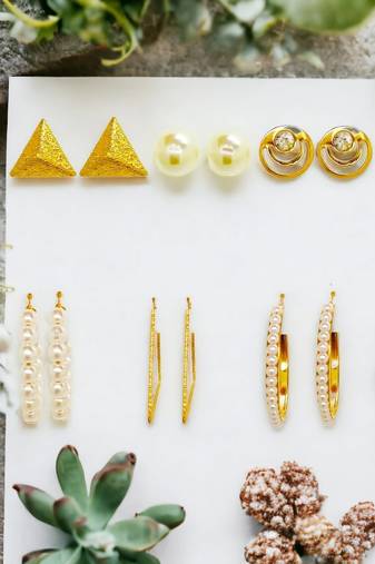 Radiant harmony: luxurious gold-plated and pearl fusion stud and hoop earring collection
