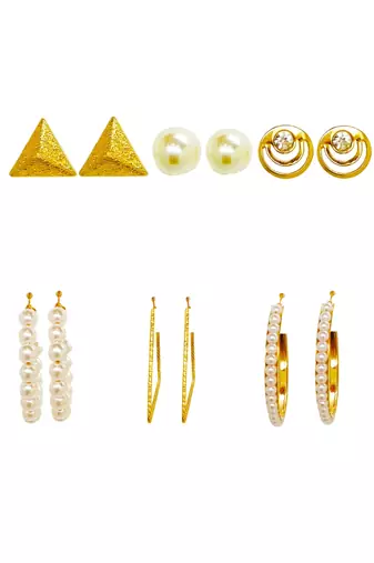 Radiant harmony: luxurious gold-plated and pearl fusion stud and hoop earring collection