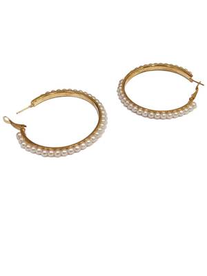 Radiant harmony: luxurious gold-plated and pearl fusion stud and hoop earring collection 5