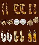 Gilded radiance: 9-piece gold plated hoop and stud earring collection