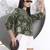 Yufta green cotton three quarter puffed sleeves top
