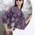 Yufta purple cotton three quarter puffed sleeves top