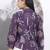 Yufta purple cotton three quarter puffed sleeves top