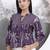 Yufta purple cotton three quarter puffed sleeves top