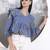 Yufta blue cotton gathered or pleated top