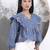 Yufta blue cotton gathered or pleated top