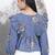 Yufta blue cotton gathered or pleated top