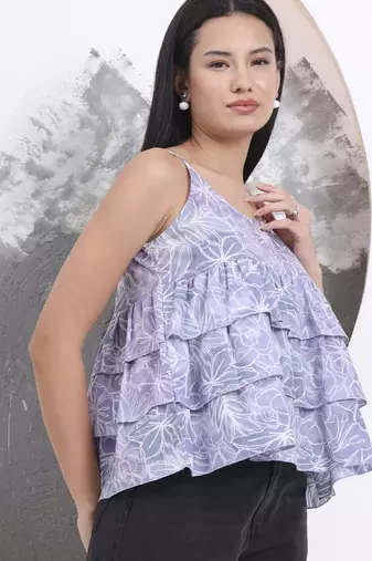 grey pure cotton flared top