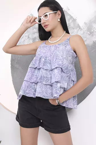 grey pure cotton flared top