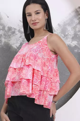 pink pure cotton flared top