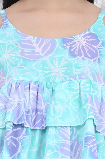 sky blue cotton flared  top