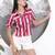 Yufta pink striped and floral print shirt style top
