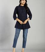 navy blue regular style top design embroidered