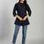 Yufta navy blue regular style top design embroidered