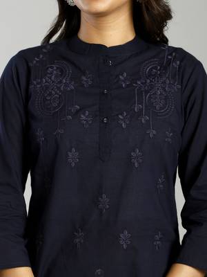 navy blue regular style top design embroidered 4