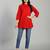 Yufta red regular style top design embroidered