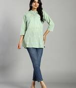 sea green regular style top design embroidered