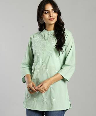 sea green regular style top design embroidered 2
