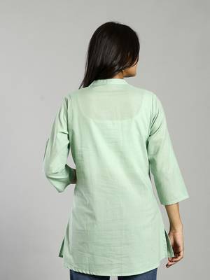 sea green regular style top design embroidered 3