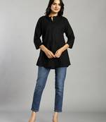 black regular style top design embroidered